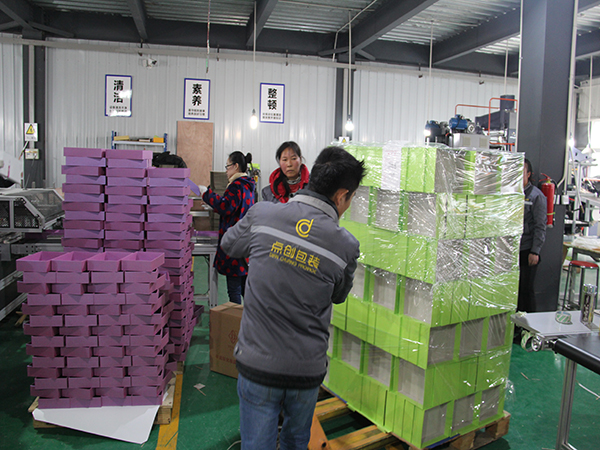 廠房工人在裝箱